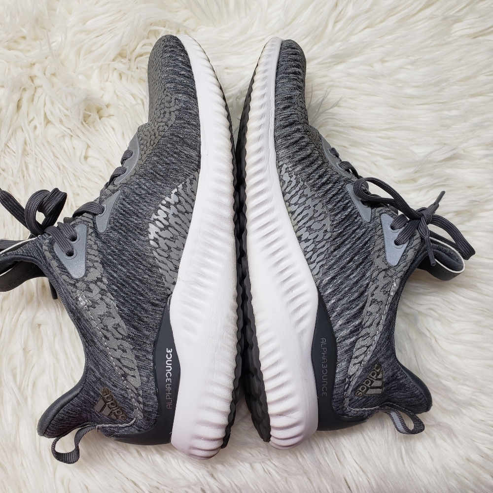 Adidas Alphabounce Reflective HPC AMS Sneakers Shoes Grey White Gym Active - Picture 9 of 13
